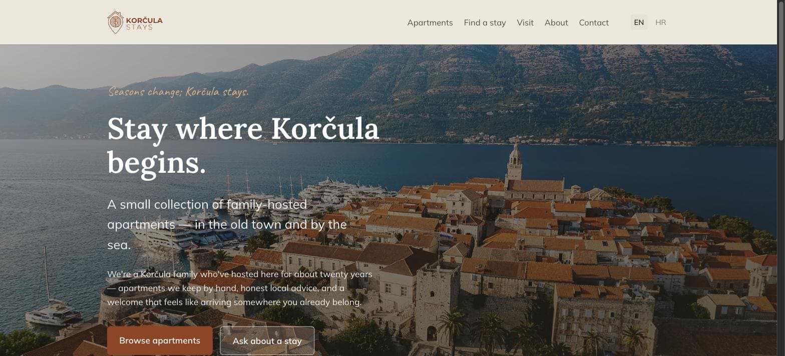 The Korčula Stays guest site