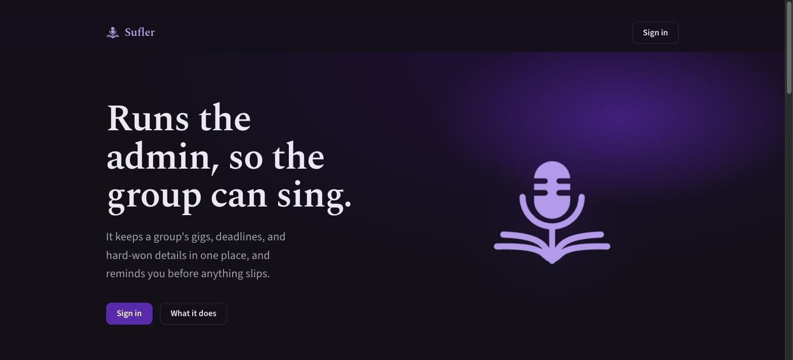 sufler.band, the public page for the band app